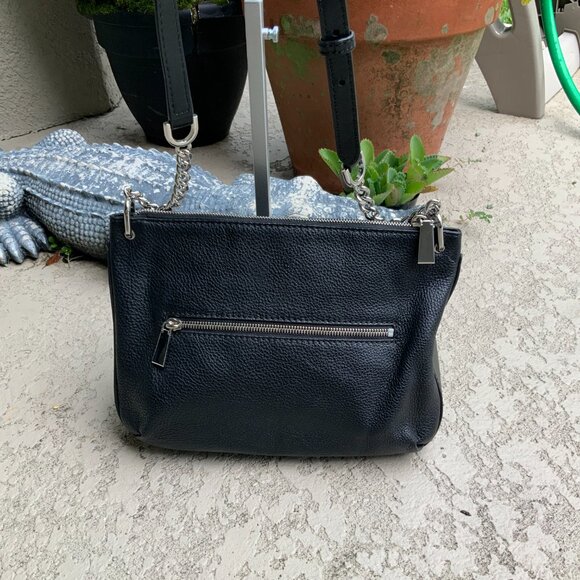 Michael Kors Lillie Black Classic Chain Strap Leather Crossbody Messenger Bag - Picture 3 of 9